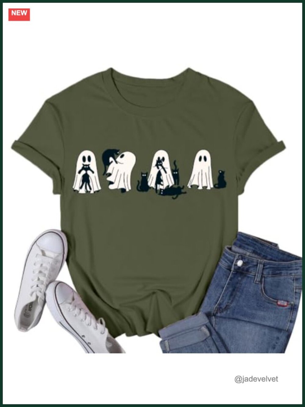 Halloween Shirt for Women Ghost Black Cat Graphic Tee Short Sleeve